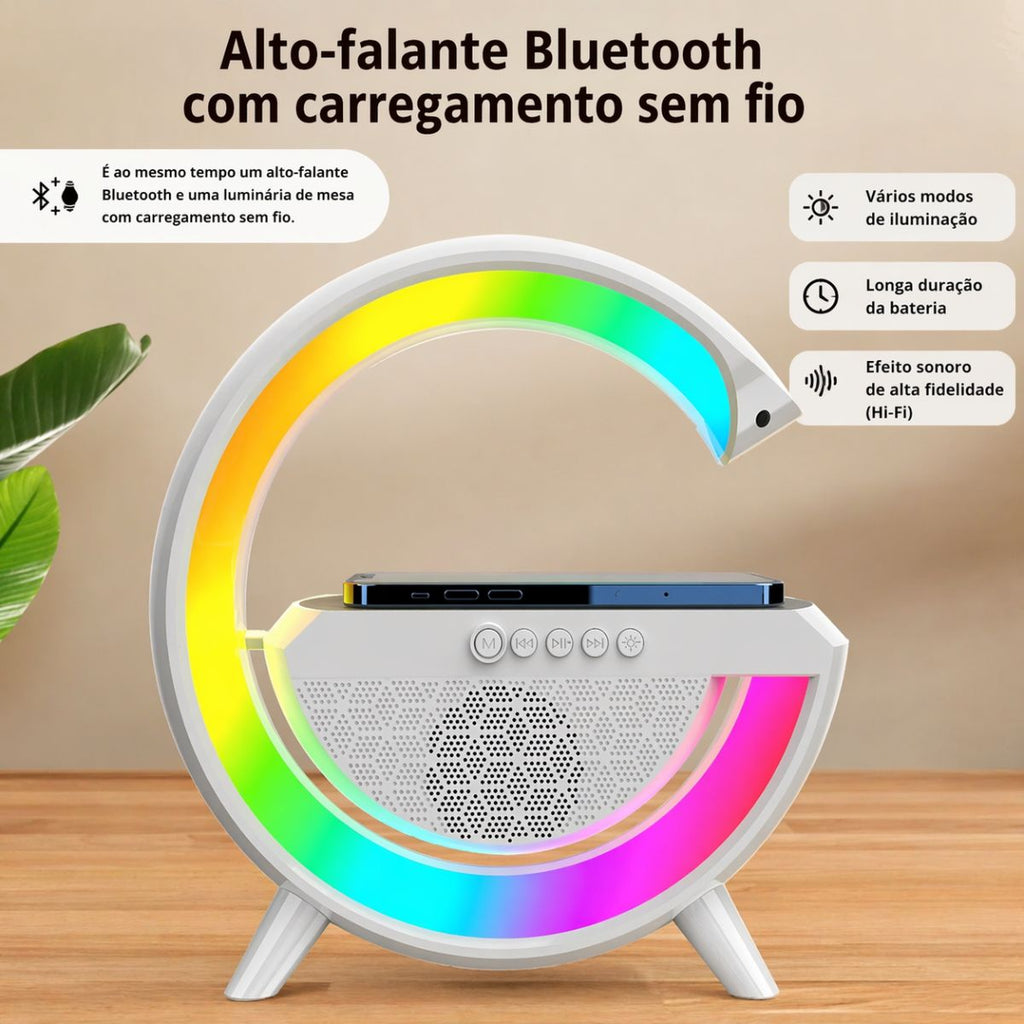 Caixa de Som Bluetooth com Luz LED e Suporte para Celular - BT2301