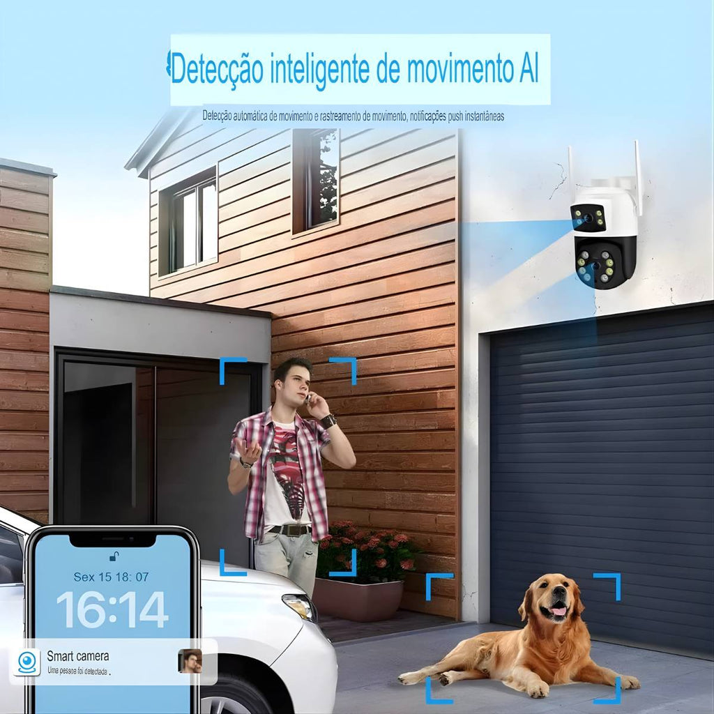 Câmera De Segurança Lente Dupla Giratoria Wi-Fi Prova D'água - BO-A31
