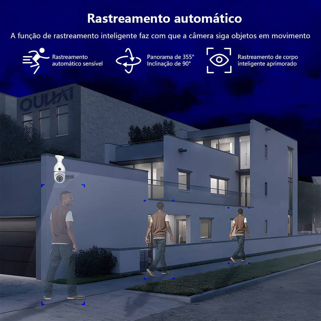 Câmera Dupla Inteligente Lâmpada Panorâmica Wi-Fi 360° - BO-8188