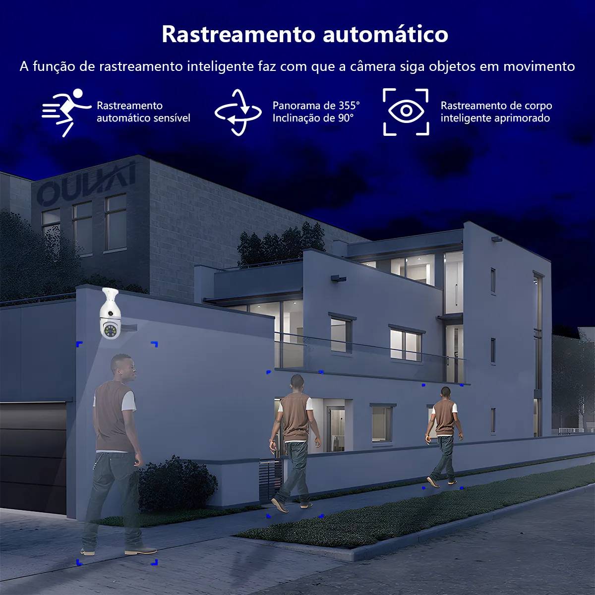 Câmera Dupla Inteligente Lâmpada Panorâmica Wi-Fi 360° - BO-8188