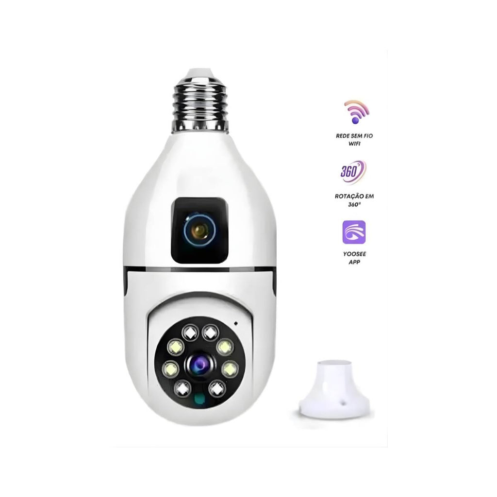 Câmera Dupla Inteligente Lâmpada Panorâmica Wi-Fi 360° - BO-8188
