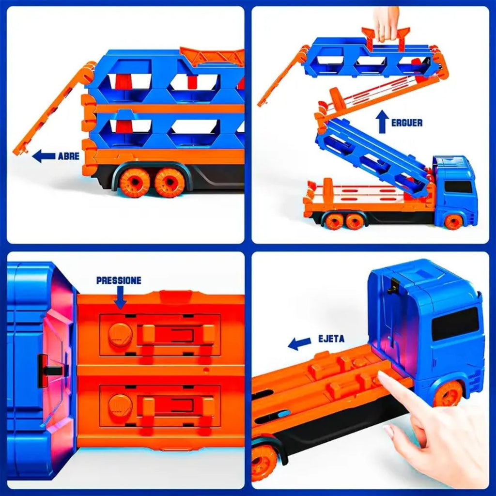 Caminhão Cegonha 6 Carrinhos Vira Pista 1,64m Infantil - TW880-4