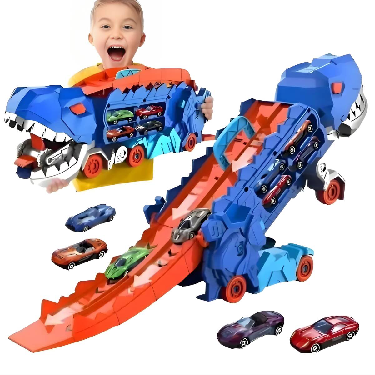 Caminhão T-Rex Pista Maleta Com 4 Carrinhos | XDX CHIC