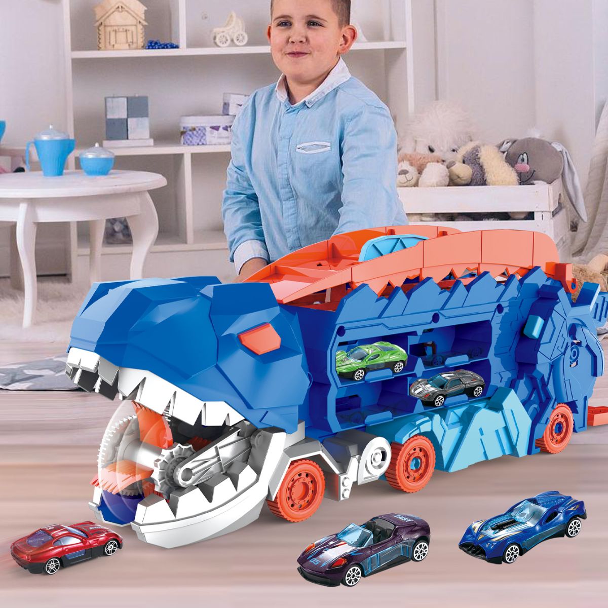Caminhão T-Rex Pista Maleta Com 2 Carrinhos - TW880-1