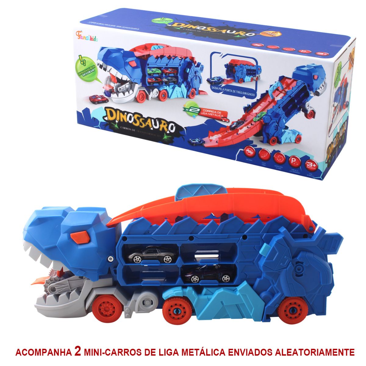 Caminhão T-Rex Pista Maleta Com 2 Carrinhos - TW880-1