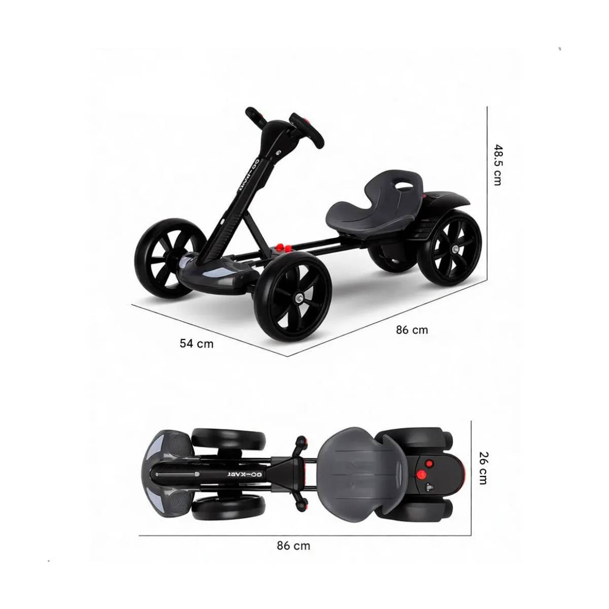 Carrinho Elétrico Infantil Tipo Kart – Dobrável e Ajustável (2–7 anos) -UCC-0001