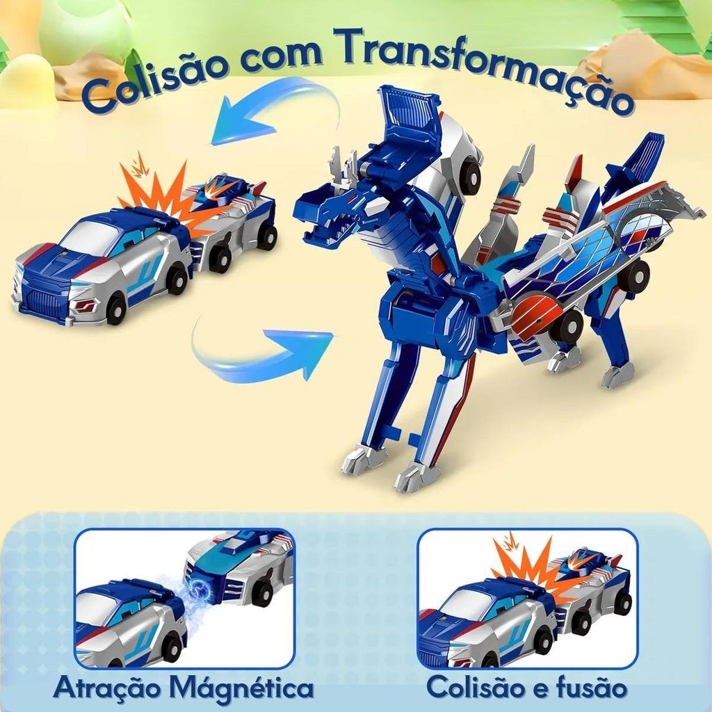 Carrinho Transformável 2 em 1 Magnético – Vira Dragão ao Bater - TW884-5/6