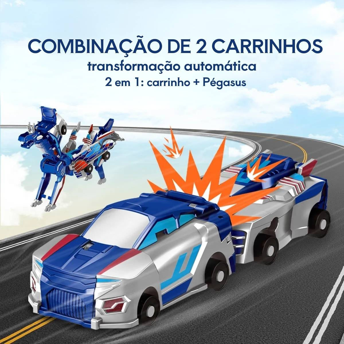 Carrinho Transformável 2 em 1 Magnético – Vira Dragão ao Bater - TW884-5/6