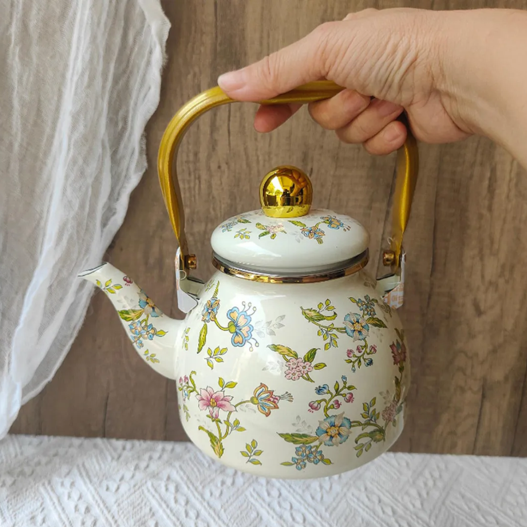 Chaleira Esmaltada Bule Com Tampa Floral 2L - 16807