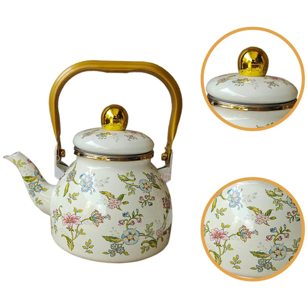 Chaleira Esmaltada Bule Com Tampa Floral 2L - 16807
