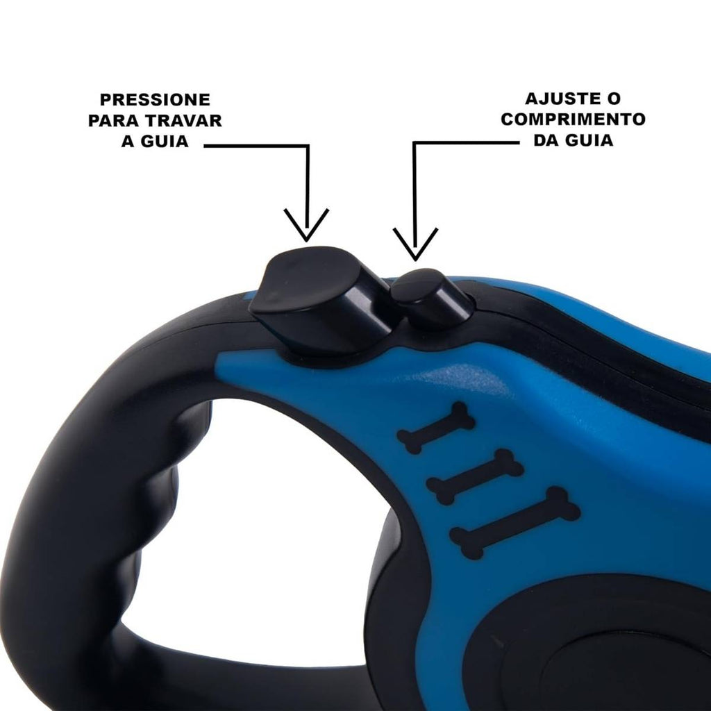 Coleira Retrátil para Cães e Gatos Resistente Automática 3 e 5 Metros - XS-188-3M/5M