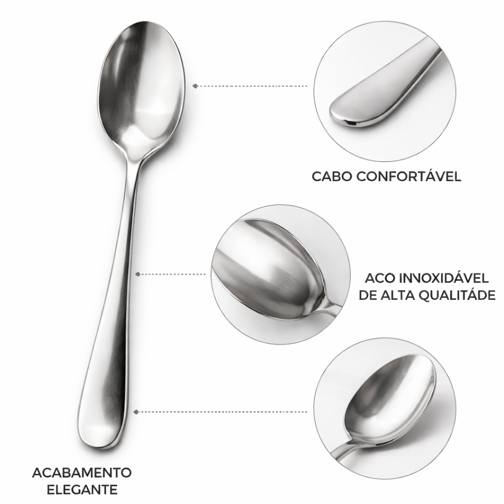 Colher de Sopa de Inox Prata - KIT com 6 Unidades - 479-1010-10