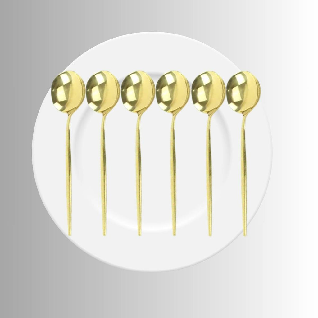 Colher de Refeição Grande na Cor Dourada Kit 6 Itens - CTI0010