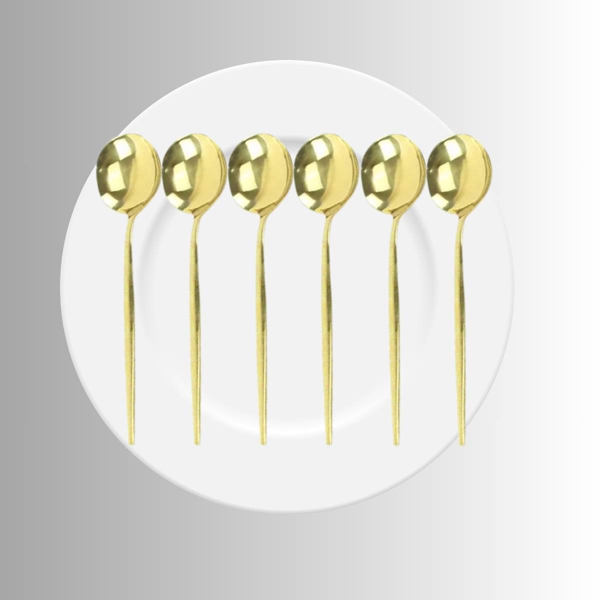 Colher de Refeição Grande na Cor Dourada Kit 6 Itens - CTI0010