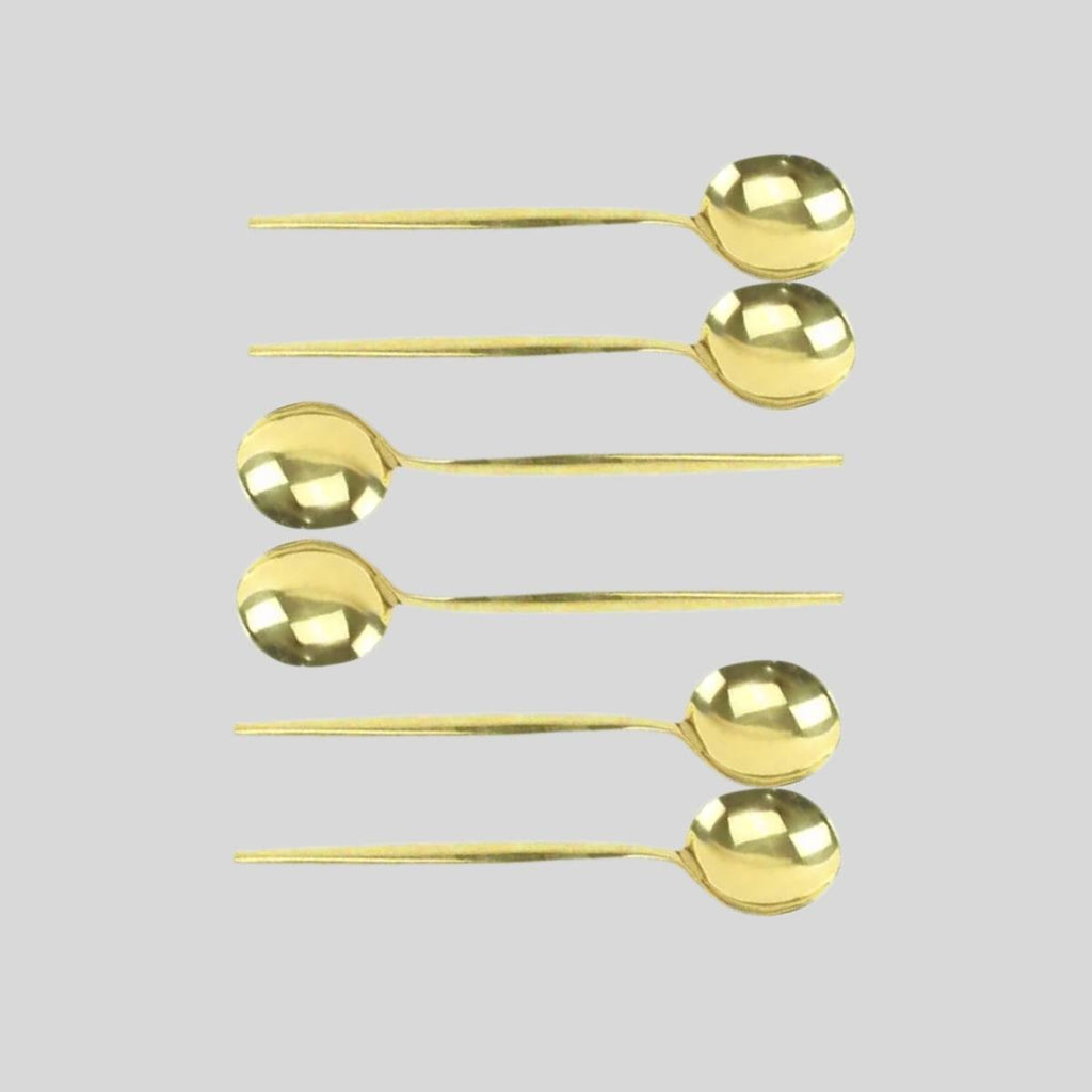 Colher de Refeição Grande na Cor Dourada Kit 6 Itens - CTI0010