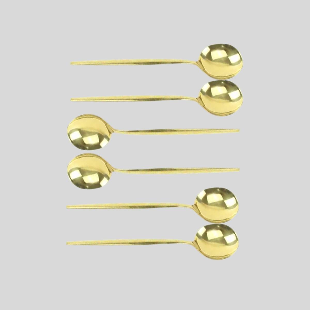 Colher de Refeição Grande na Cor Dourada Kit 6 Itens - CTI0010