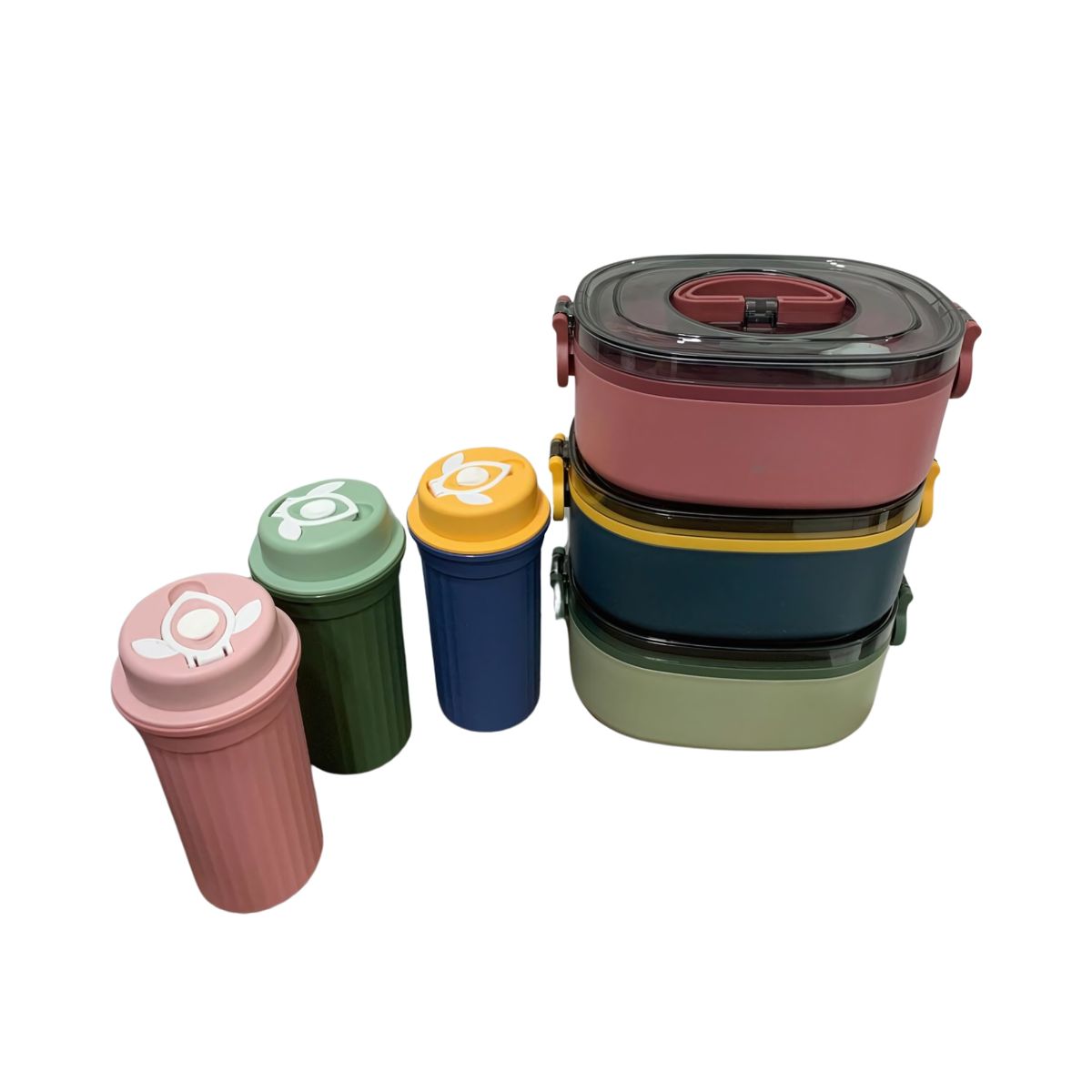 Conjunto Kit Marmita Portátil Com Garfo De Plástico E Copo de 300ml - DD-2208