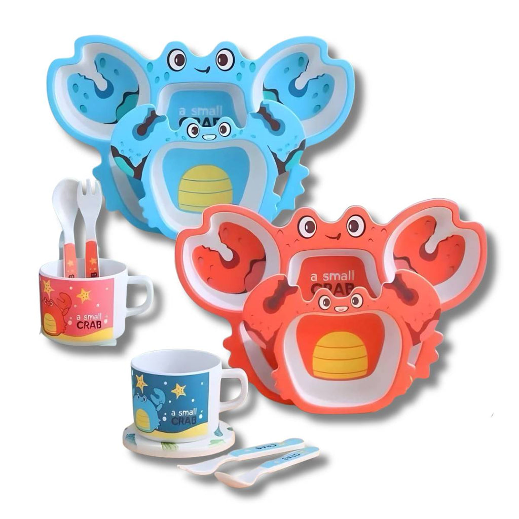 Conjunto Prato Infantil 5 Peças Formato De Caranguejo - A021