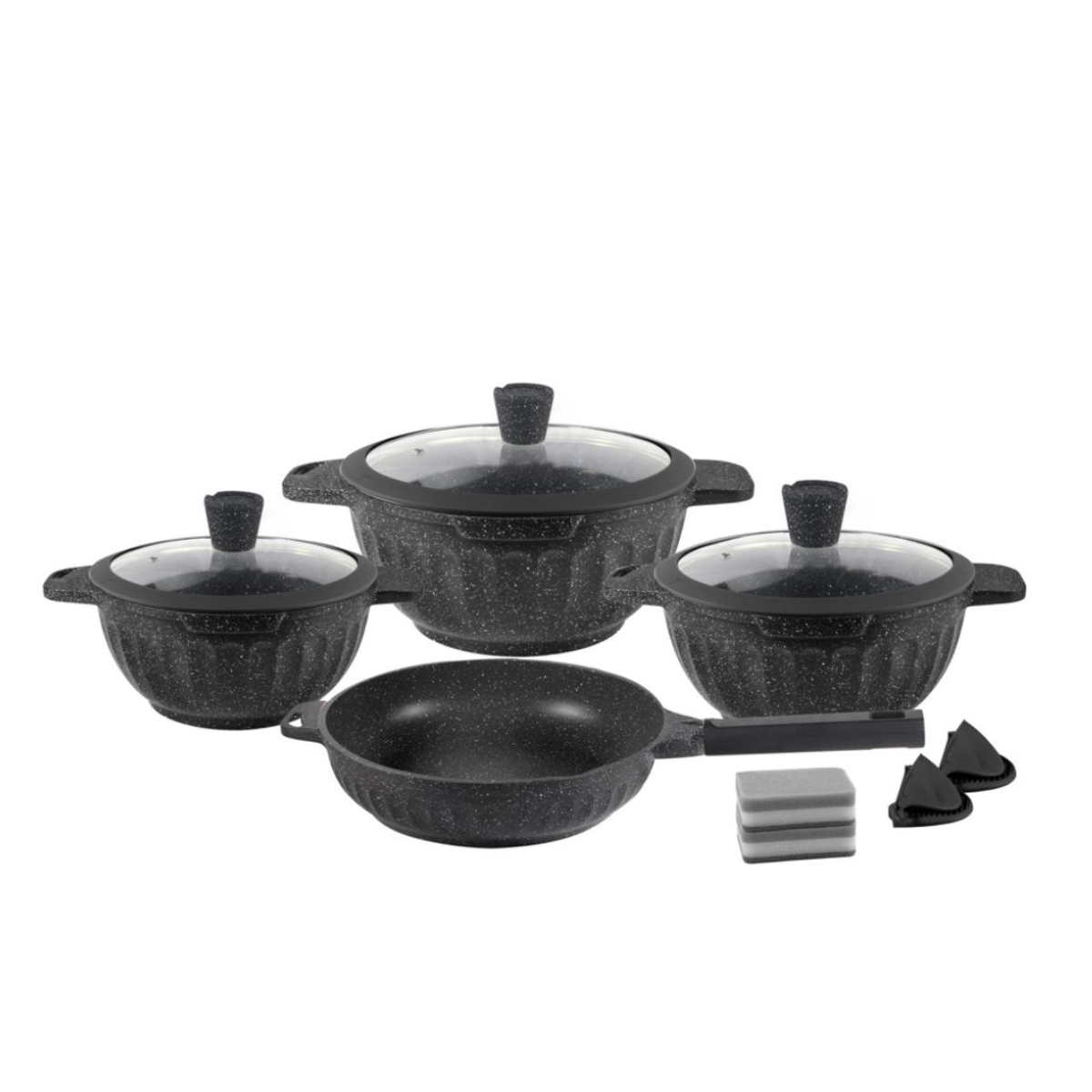 Conjunto Jogo de Panelas 11 Peças Antiaderente Cerâmica Granito IPJ00012