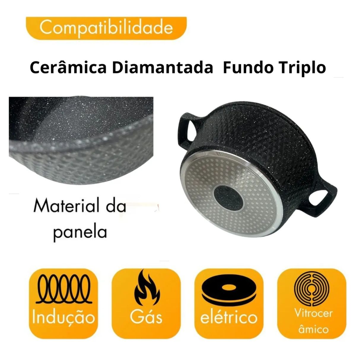 Conjunto de Panelas Antiaderentes com Tampa de Vidro - XDX-187-6