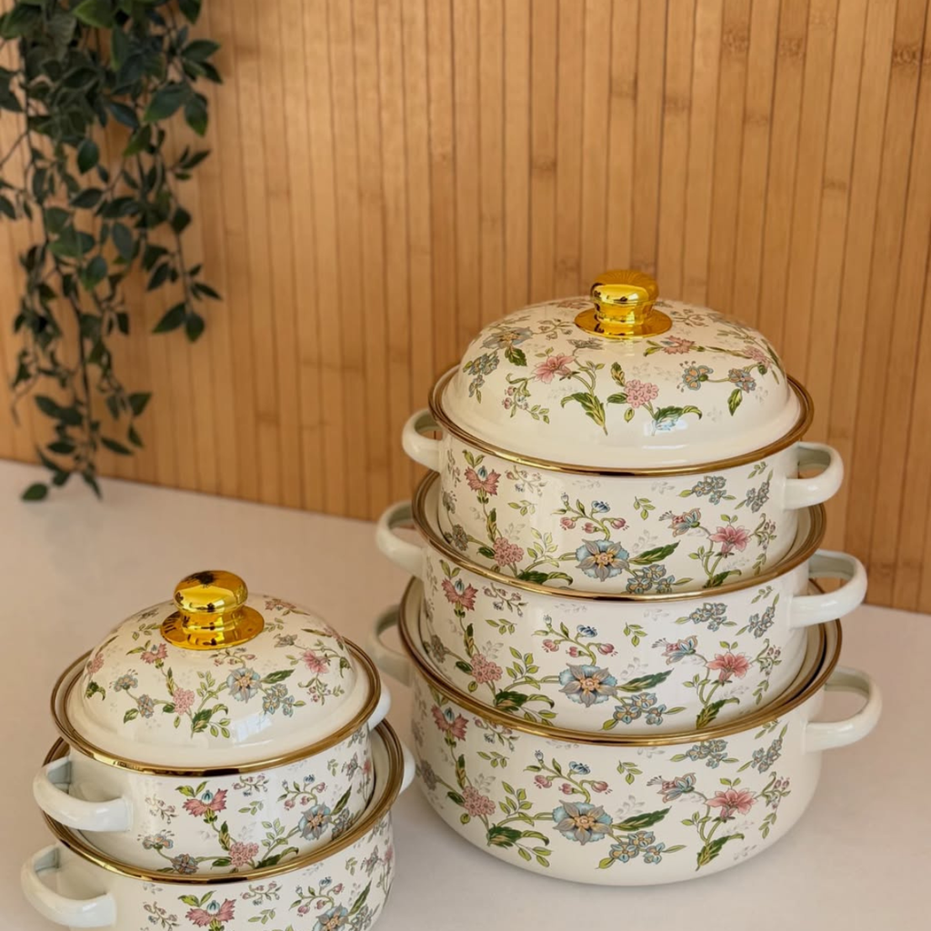 Conjunto de Panelas Floral Esmaltadas 10 Peças - 16807-28