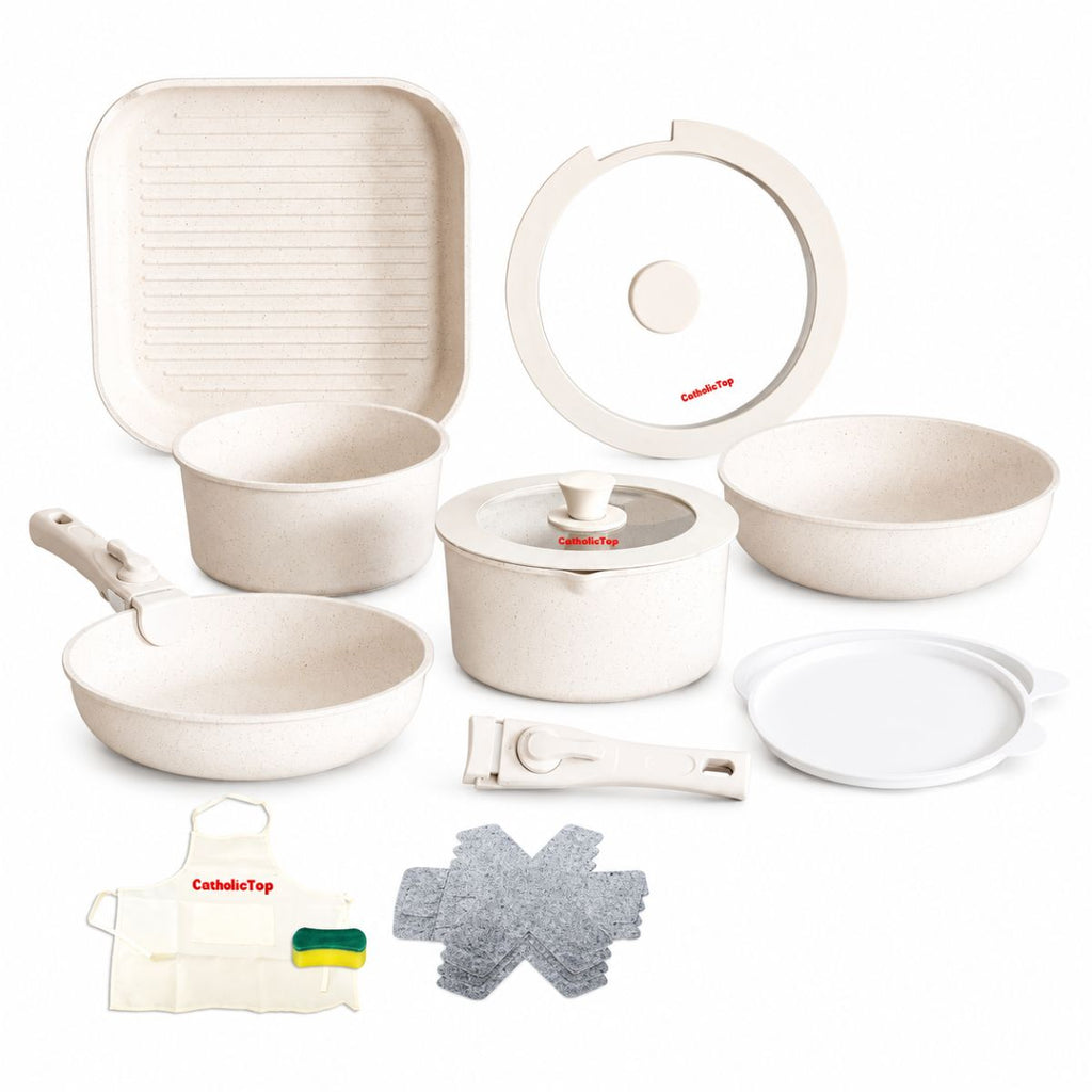 Conjunto de Panelas com Cabo Removível 17 Peças - IPJ00019