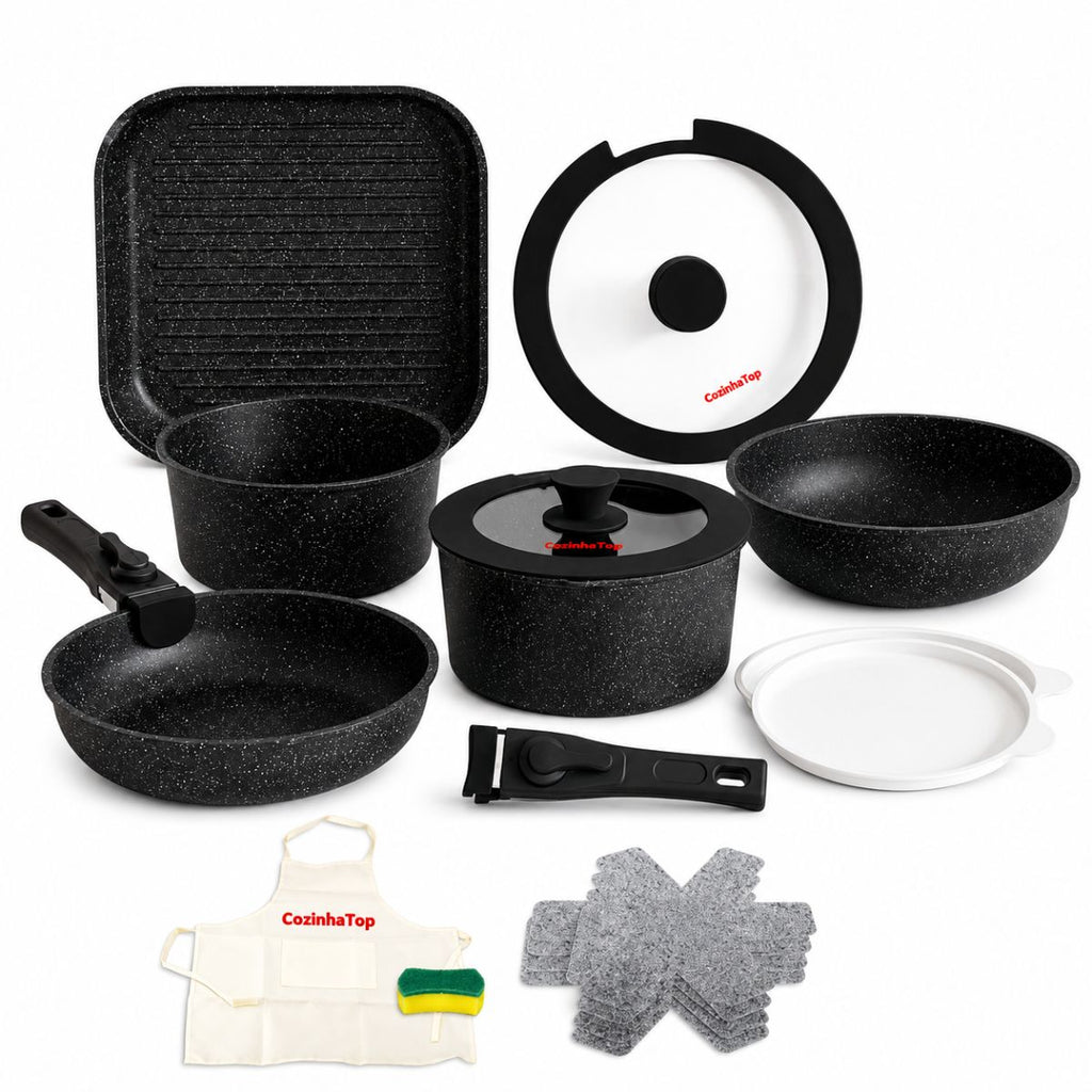 Conjunto de Panelas com Cabo Removível 17 Peças - IPJ00019