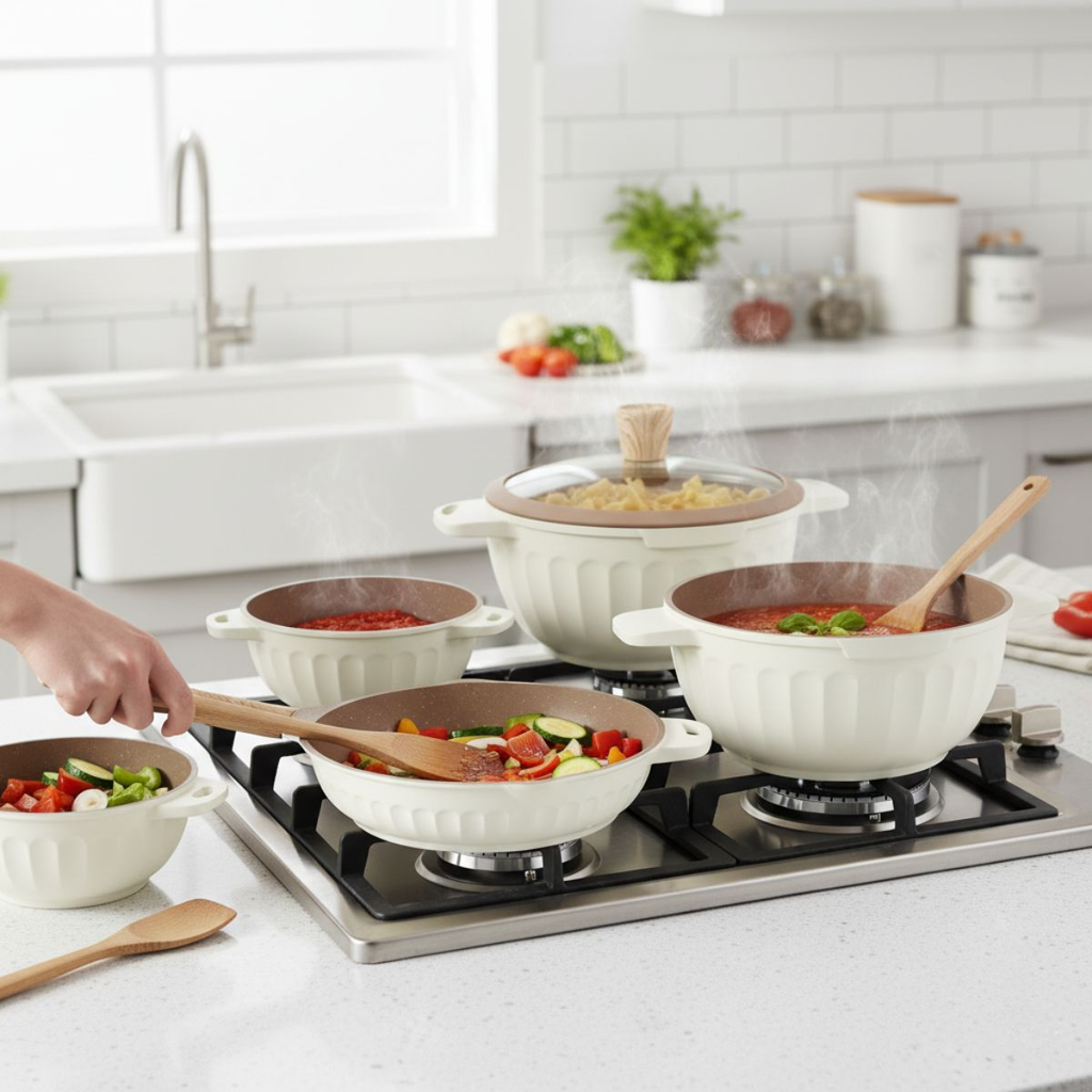 Conjunto Jogo de Panelas 11 Peças Antiaderente Cerâmica Granito IPJ00012