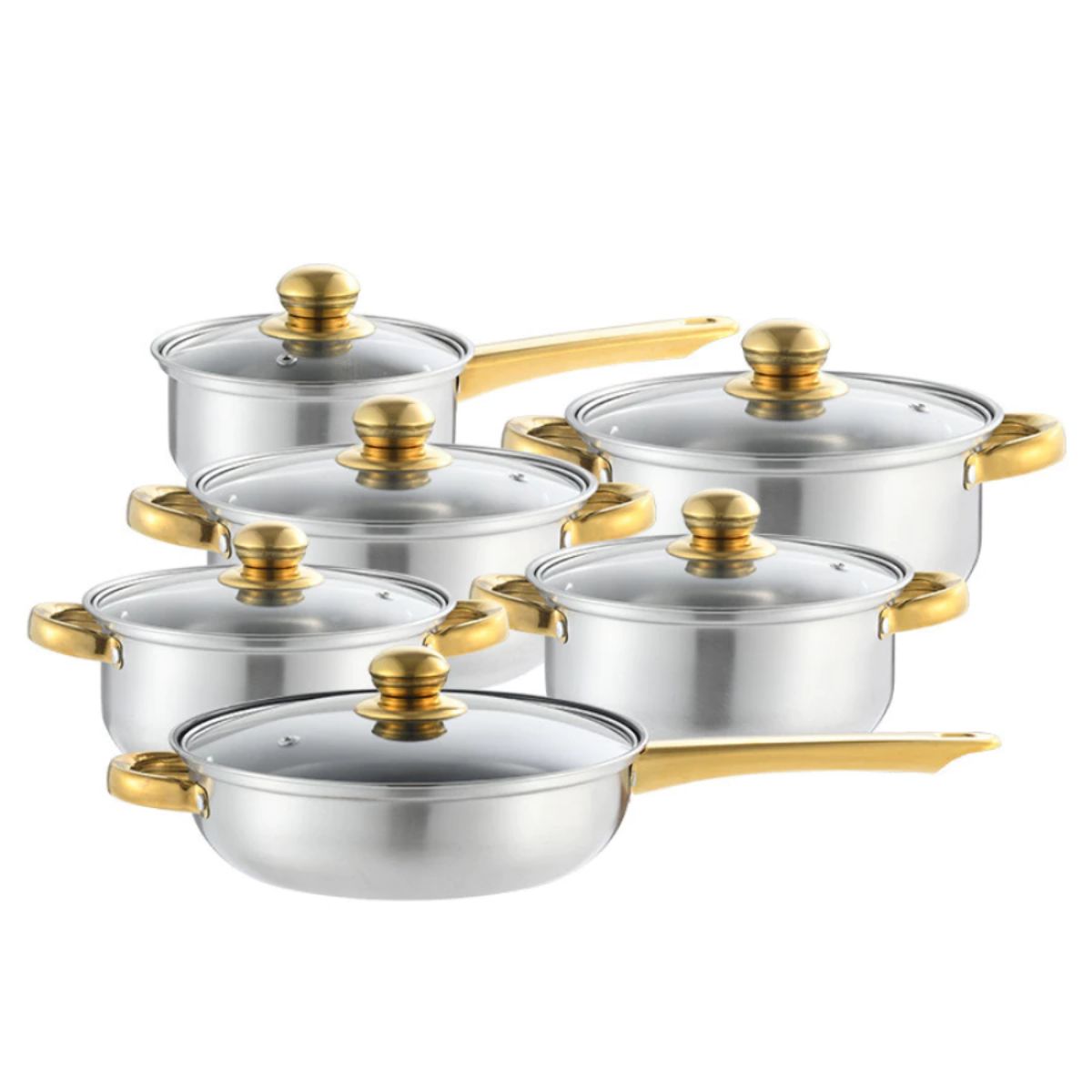 Conjunto de Panelas em Aço Inox Dourado com Design Moderno - IPJ00003