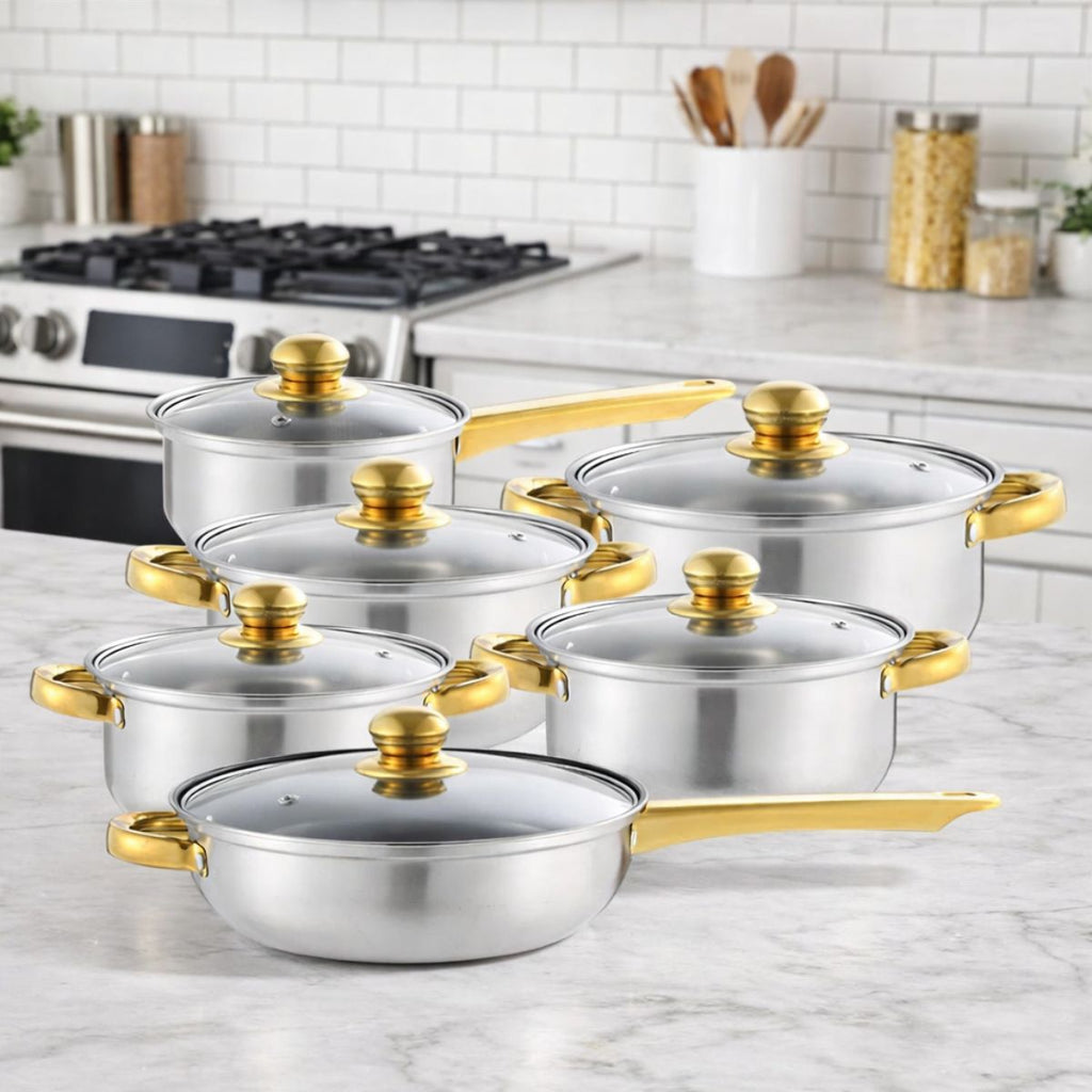 Conjunto de Panelas em Aço Inox Dourado com Design Moderno - IPJ00003