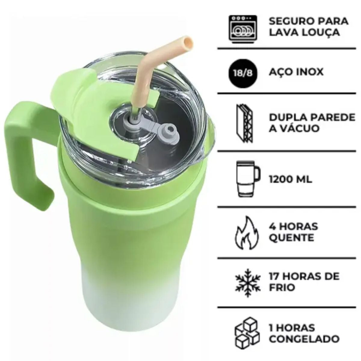 Copo Térmico com Alça e Tampa 1200ml - CGT23138