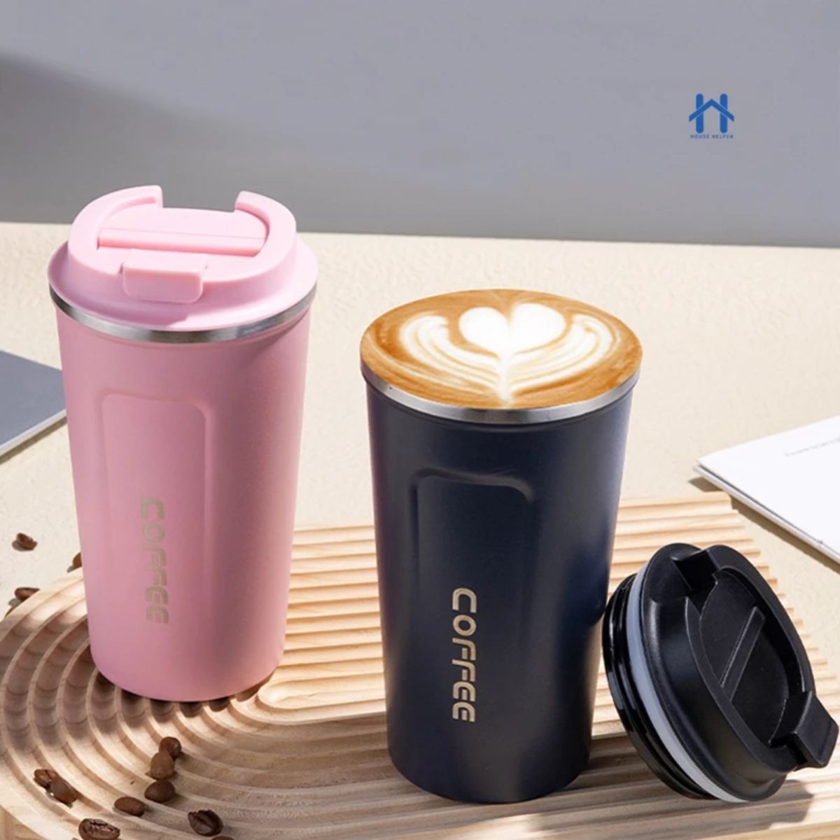 Copo Térmico em Aço Inox com Tampa para Café -  IOD00037