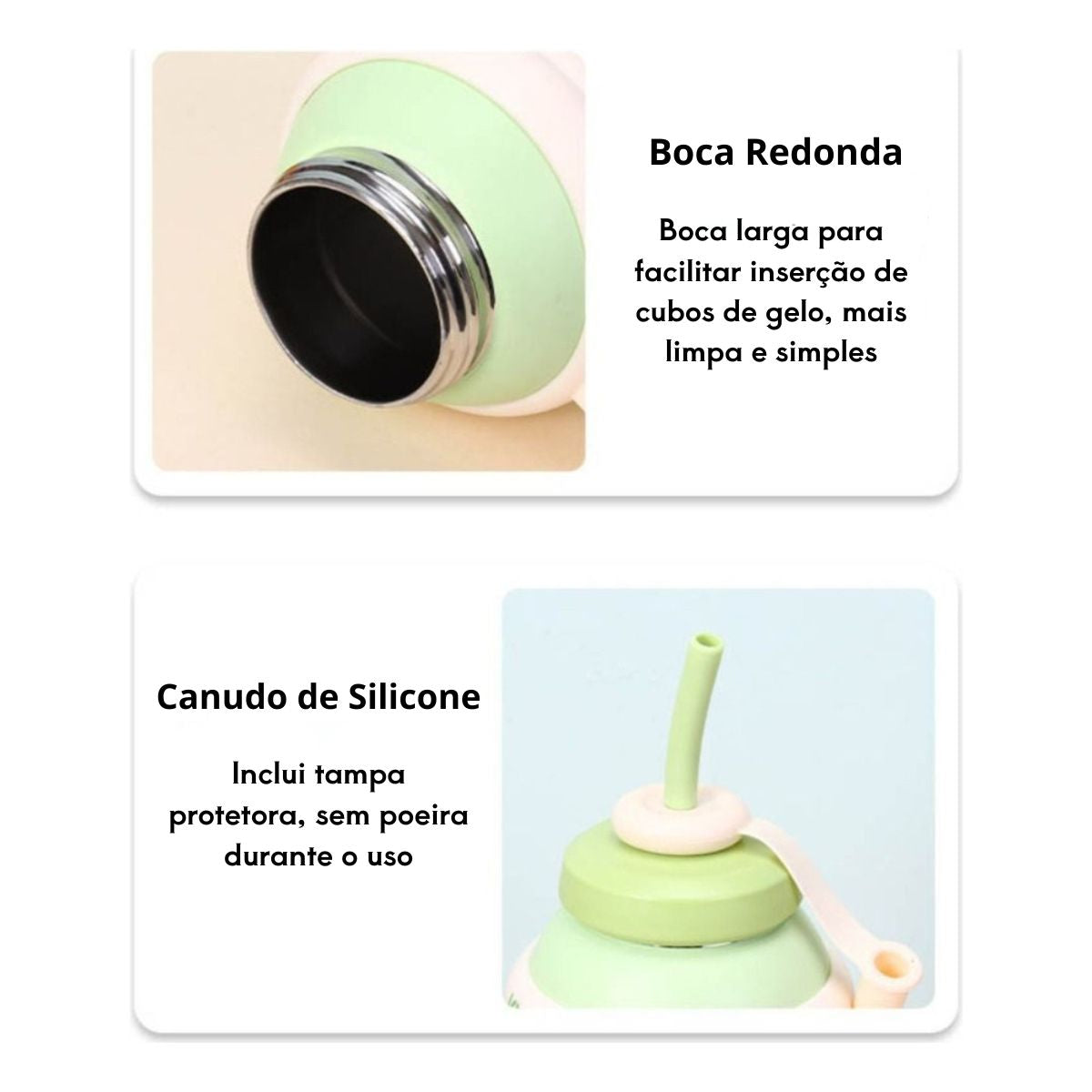 Copo/Garrafa Térmico de 1 Litro com Canudo de Silicone - IOD00041