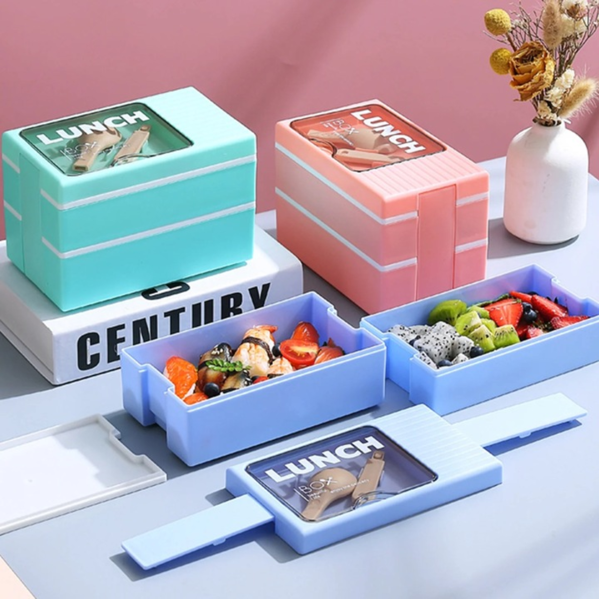 Marmita Lunch Box 1200ml Dupla Camada Com Colher - DD-2214