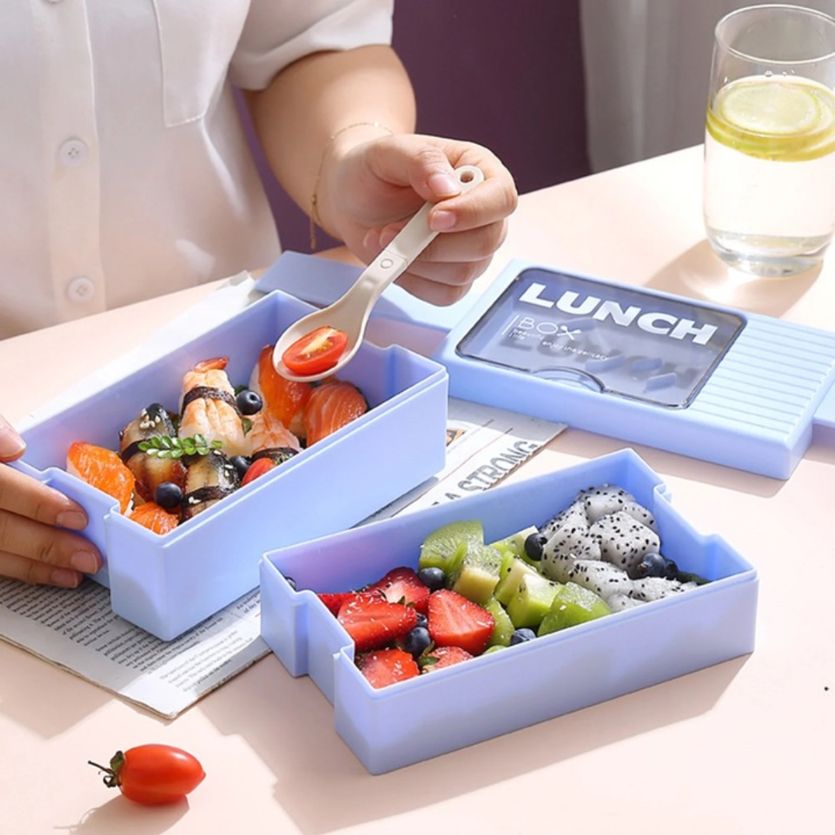 Marmita Lunch Box 1200ml Dupla Camada Com Colher - DD-2214