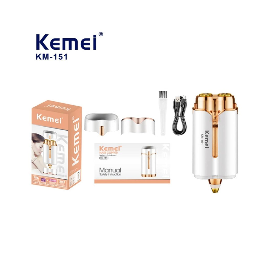 Depilador e Barbeador 2 em 1 Kemei KM-151 para Sobrancelhas Multifuncional - TMQ-KM-151