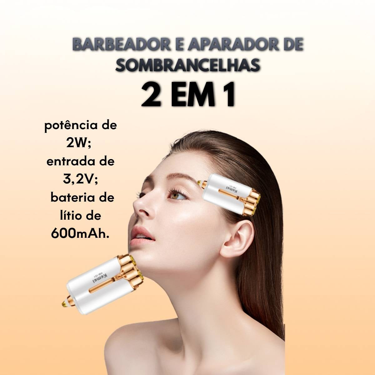 Depilador e Barbeador 2 em 1 Kemei KM-151 para Sobrancelhas Multifuncional - TMQ-KM-151