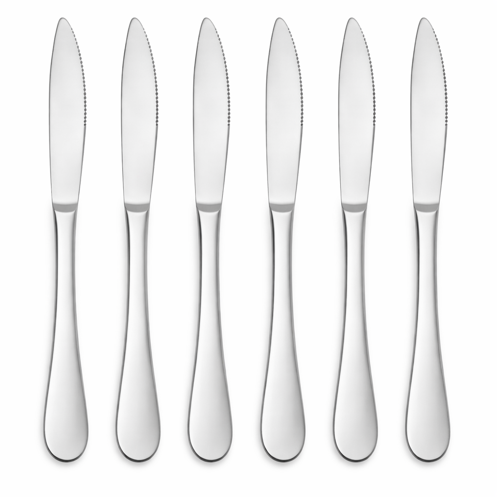 Faca de Mesa Serrilhada em Aço Inox – Linha Clássica - 6 unidades - ITH00001
