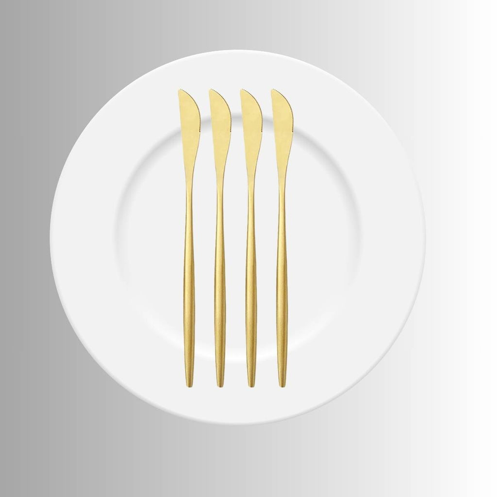 Faca de Refeição Grande na Cor Dourada Kit 6 Itens - CTI0012