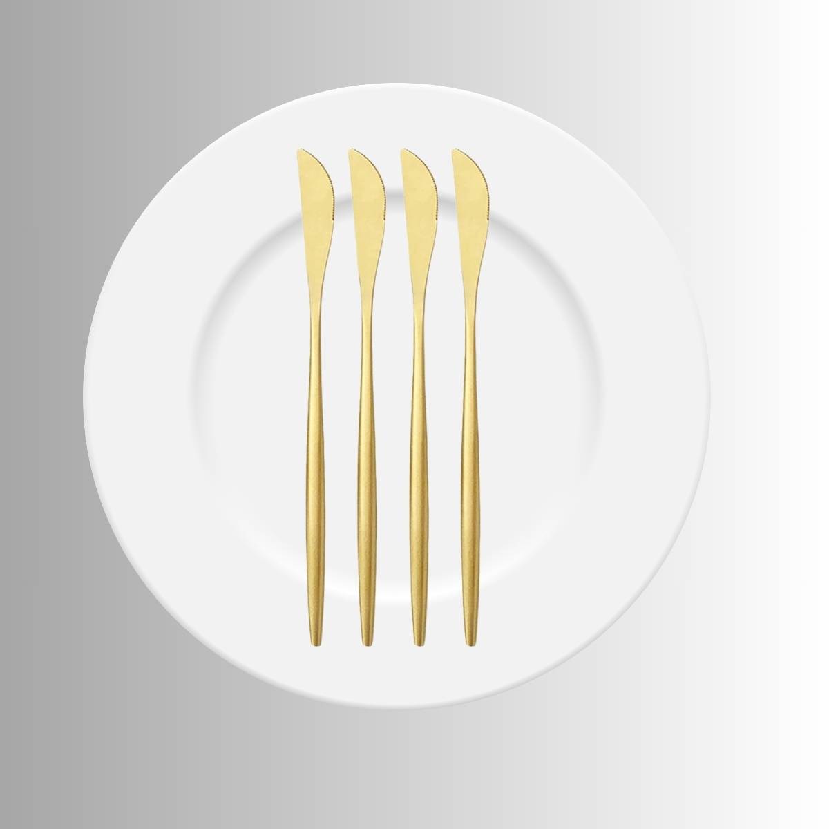 Faca de Refeição Grande na Cor Dourada Kit 6 Itens - CTI0012