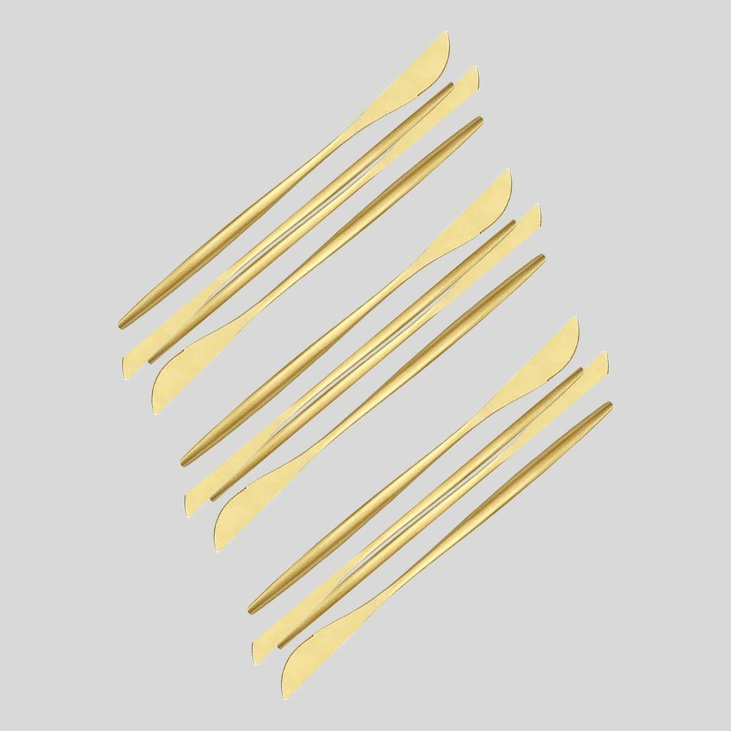 Faca de Refeição Grande na Cor Dourada Kit 6 Itens - CTI0012