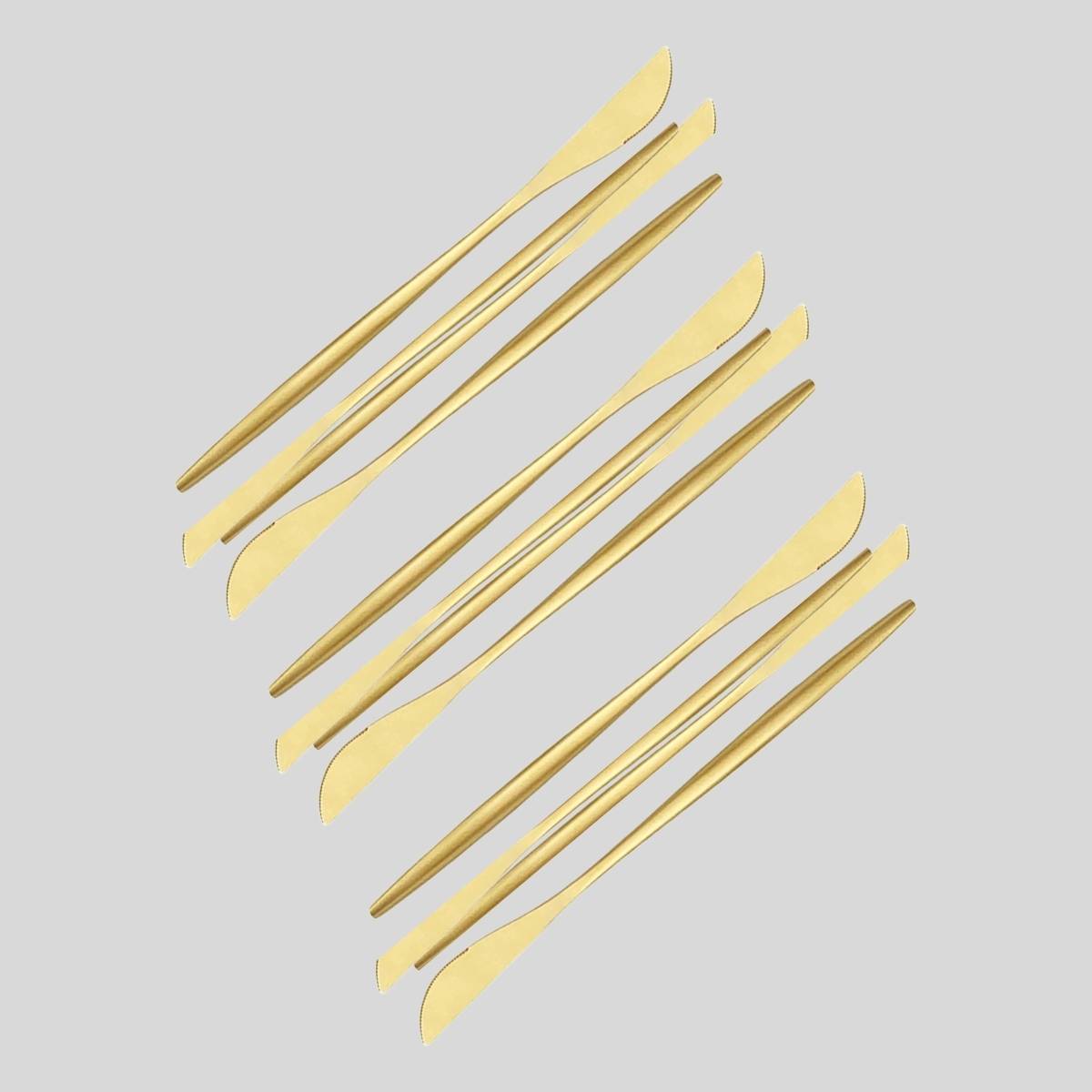 Faca de Refeição Grande na Cor Dourada Kit 6 Itens - CTI0012