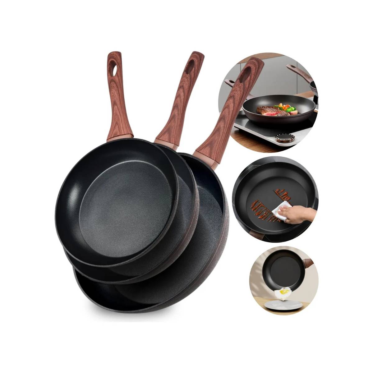 Frigideira Antiaderente Fogão Cooktop Indução Preto - IPA00052/54/55