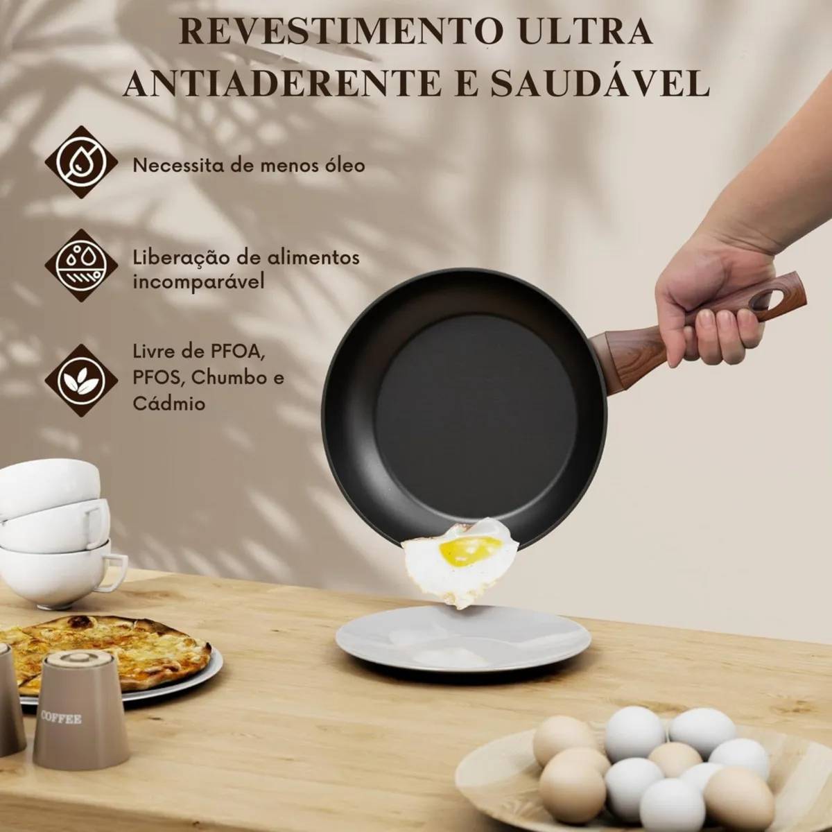 Frigideira Antiaderente Fogão Cooktop Indução Preto - IPA00052/54/55