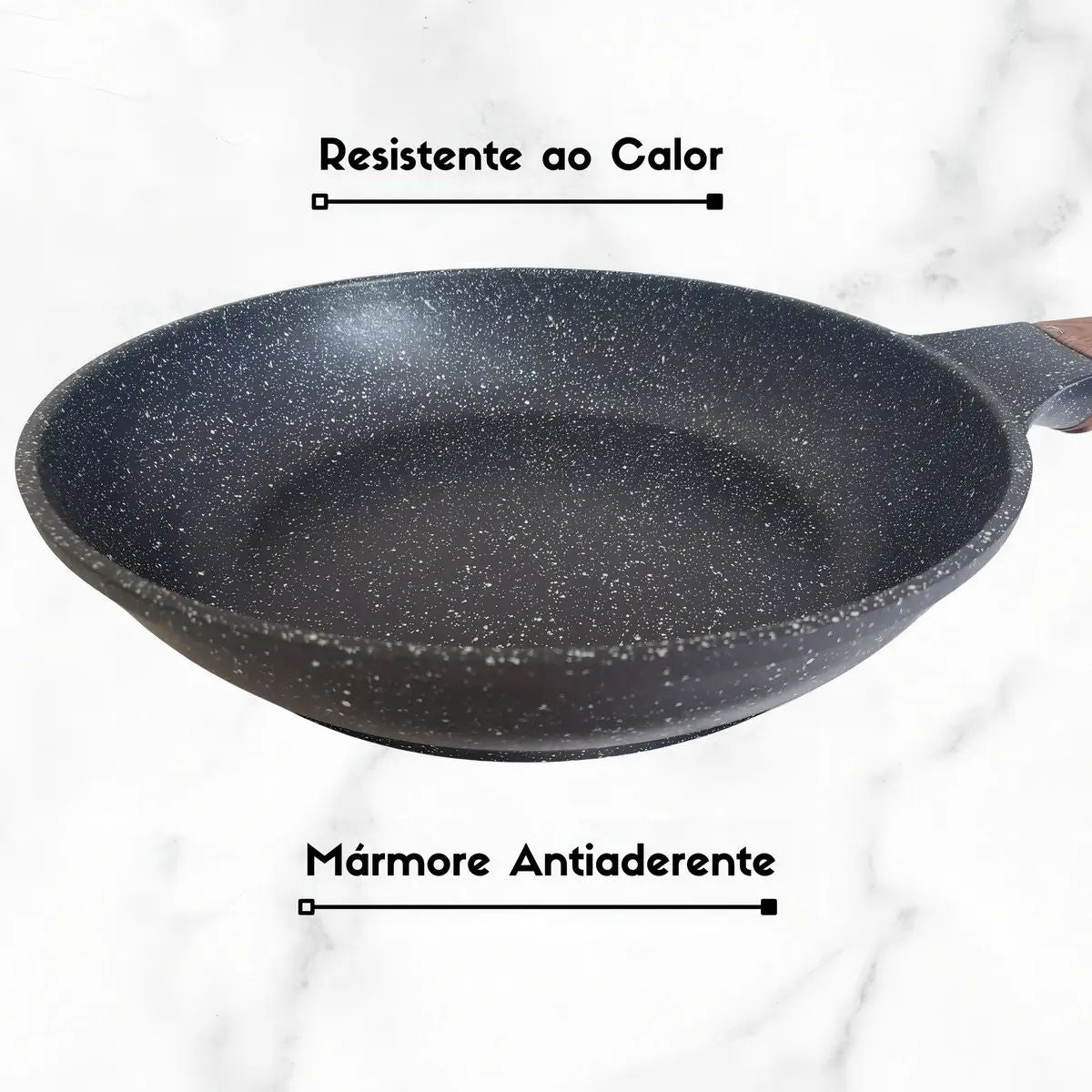Frigideira Antiaderente Granitada com Cabo Amadeirado 26CM - PDJP06