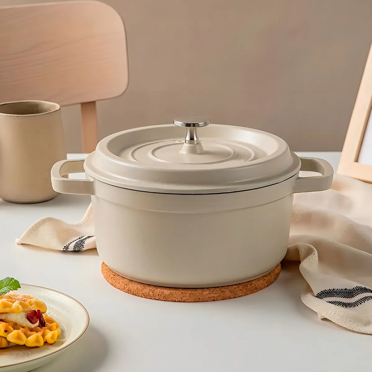 Frigideira Redonda Esmaltada de 5.1L Com Tampa - IPA00067