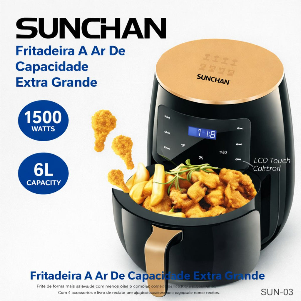 Fritadeira Air Fryer Sunchan  Painel Touch LCD - SUN-03