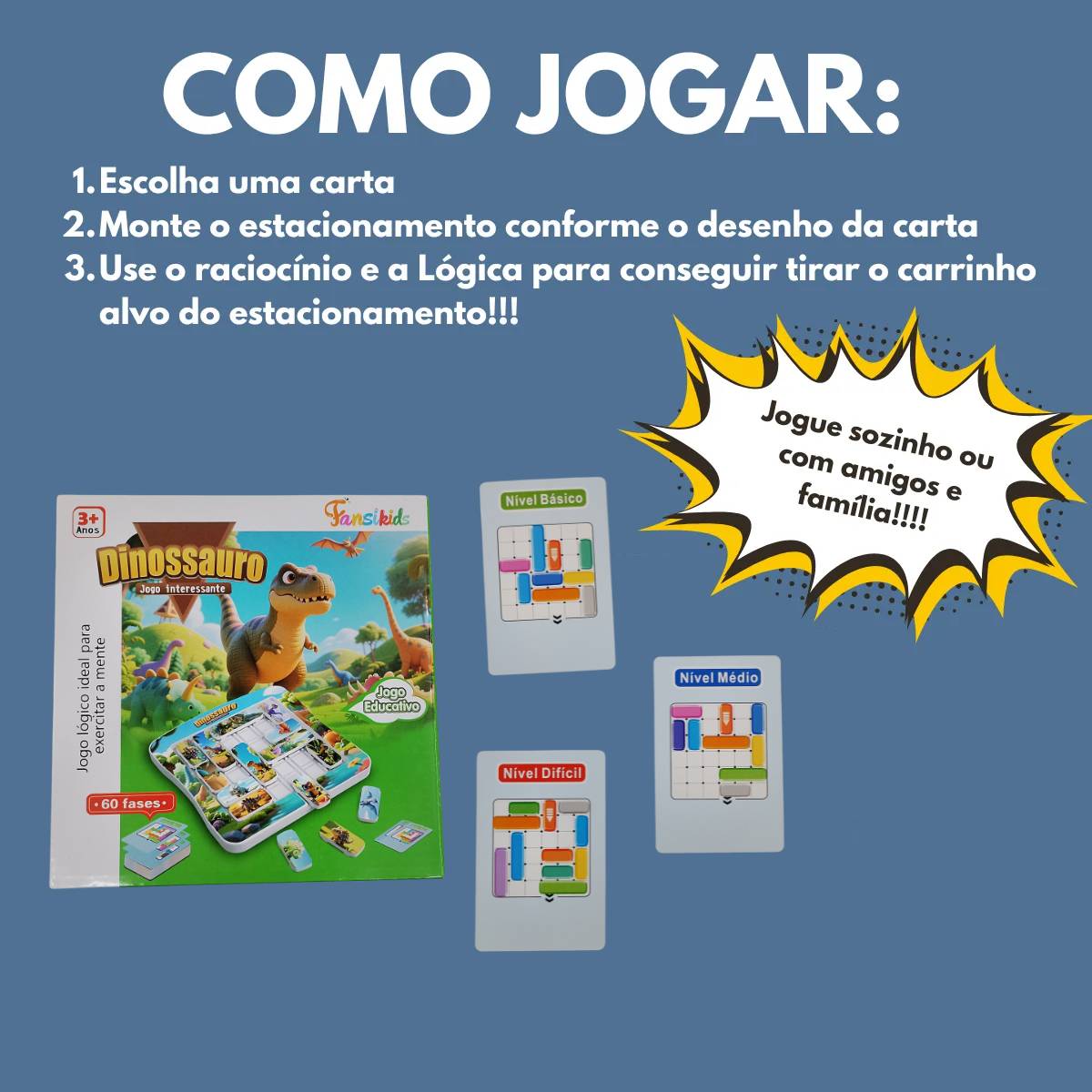 Brinquedo Educativo Infantil Dinossauro Raciocínio Lógico | XDX CHIC