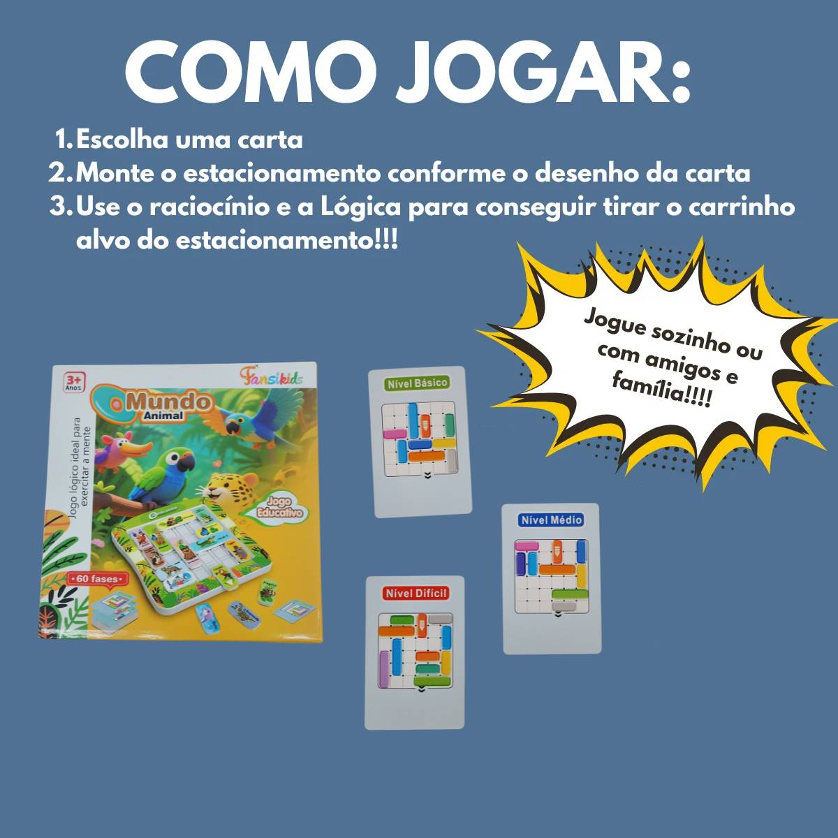 Jogo De Tabuleiro Raciocínio Lógico Mundo Animal - TW881D