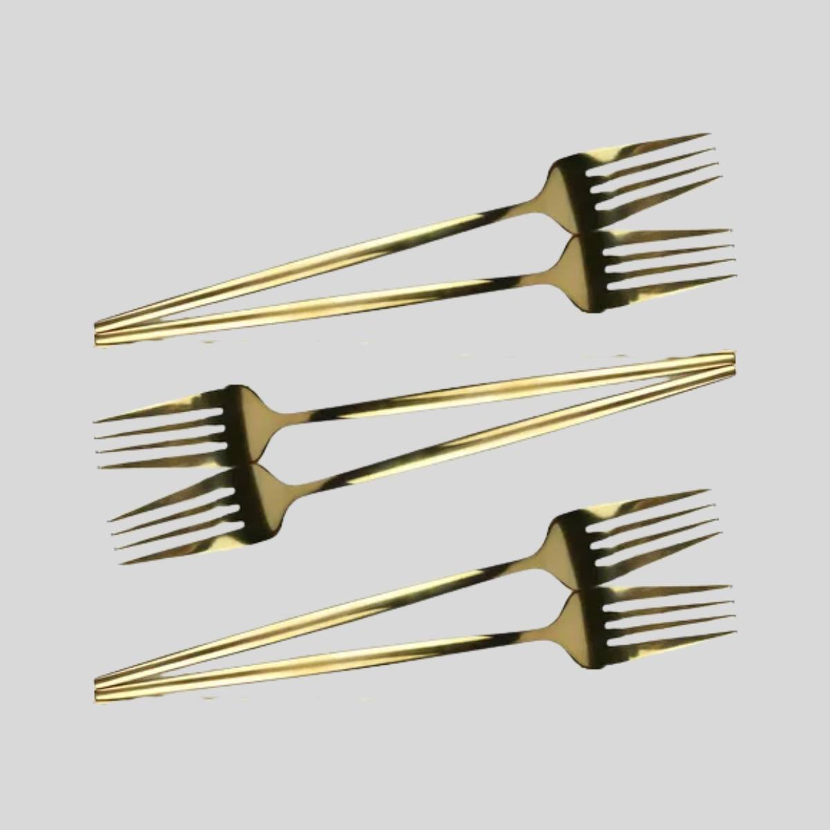 Garfo de Refeição na Cor Dourada Kit 6 Itens - CTI0011